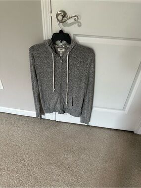 PINK Victoria's Secret Heather Gray Full-Zip Hooded Sweater